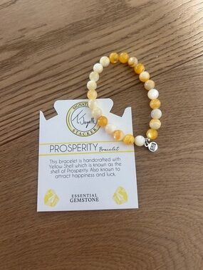 Prosperity Yellow & Cream Beaded Stretch Bracelet